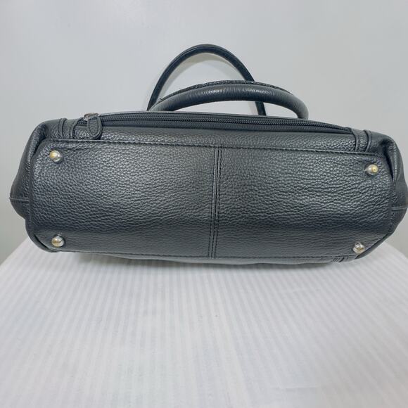 Lodis Siera Purse Genuine Black Leather Tote Bag, Luggage Pass-Through on Back - Picture 7 of 14